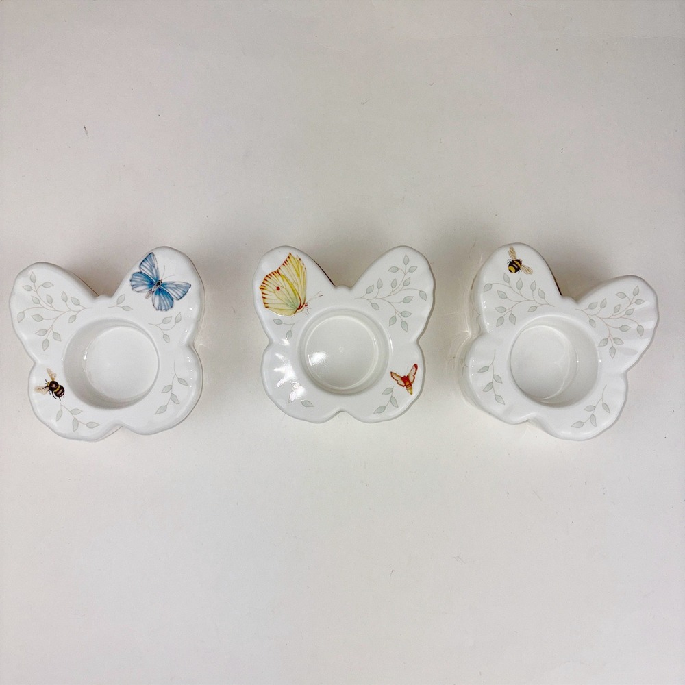 NEW Lenox Butterfly Meadow Figural Butterfly Tealight Candle Holders Set Of 3